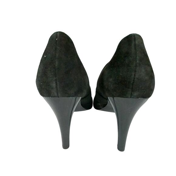 NWOT! TAHARI! BLACK GENUINE SUEDE LEATHER W/PATENT HEEL, BEADED DETAIL HEELS! 8M - Picture 6 of 11